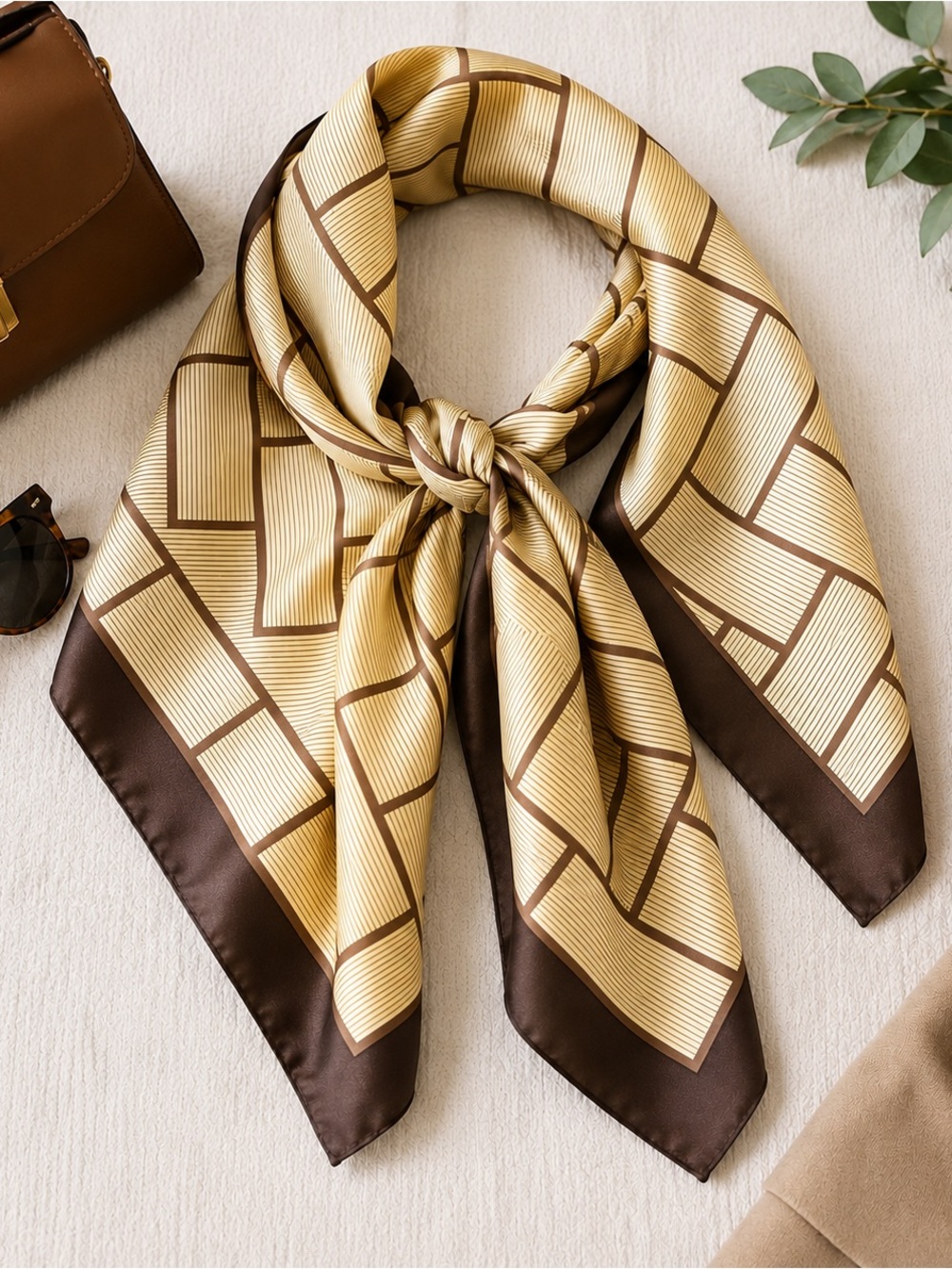 Bernard-Maine 100% Silk Scarf Guastavino Inspired Geometric 35”